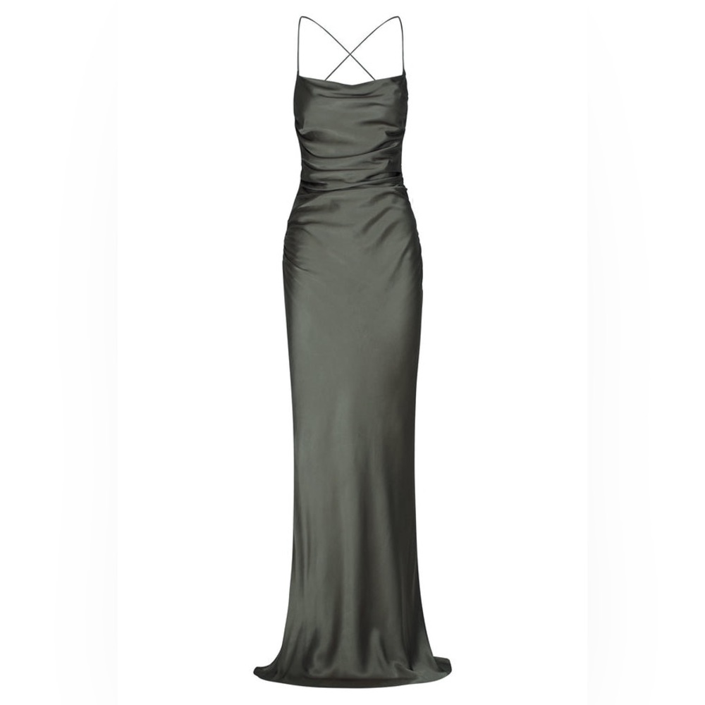 LA LUNE LACE BACK MAXI DRESS - OLIVE